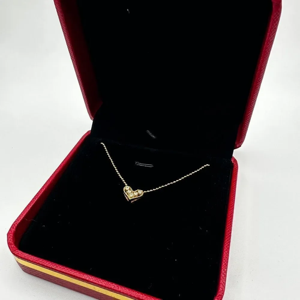 NIB‎ Omboo Dainty Gold tone metal heart with cz accents pendant, necklace!